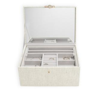 Stackers, Luxusní šperkovnice se zrcadlem Luxury Classic Oatmeal & Linen | krémová