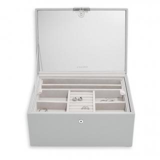 Stackers, Luxusní šperkovnice se zrcadlem Luxury Classic Pebble Grey | šedá