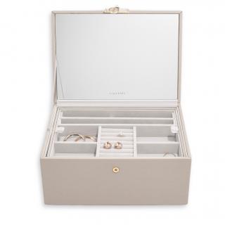 Stackers, Luxusní šperkovnice se zrcadlem Luxury Classic Taupe | šedobéžová