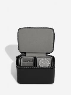 Stackers, Pánská cestovní šperkovnice na hodinky Pebble Black Watch & Cufflink Box Black | černá