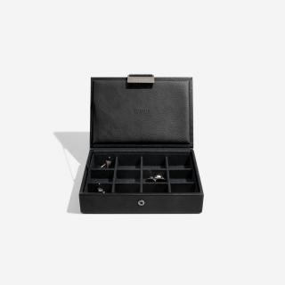 Stackers, Pánská šperkovnice Black Lidded Mini Cufflink Box | černá