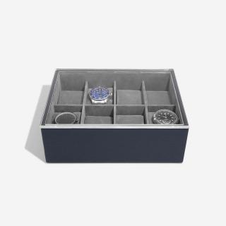 Stackers, Pánská šperkovnice na hodinky Navy Blue 8 Piece Watch Box & Acrylic Lid | tmavě modrá