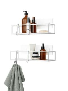 Umbra, Sada polic do koupelny, bez vrtaní Cubiko Shower | bílá