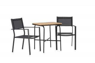 Venture Home, Zahradní sestava stolku a jídelních židlí HOLMBECK - COPACABANA | černá, přírodní