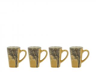 Villa Collection, Sada kameninový šálků se stromem Yellow, 100 ml, 4ks | žlutá