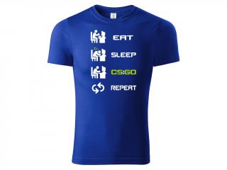 CS:GO Tričko Eat Sleep CS:GO Repeat - modré Velikost trička: L