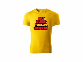 Dětské tričko Eat Sleep Brawl Repeat - žluté Velikost trička: 146 (8-10 let)