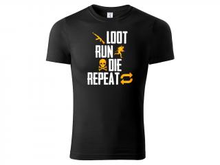 PUBG Tričko Loot Run Die Repeat - černé Velikost trička: L