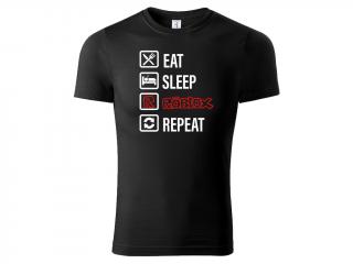 Tričko Eat Sleep Roblox Repeat - černé Velikost trička: XL