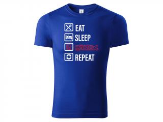 Tričko Eat Sleep Roblox Repeat - modré Velikost trička: M