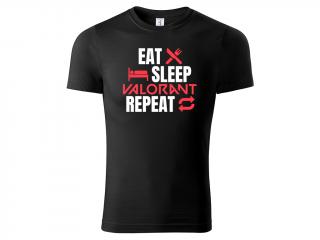 Tričko Eat Sleep Valorant Repeat - černé Velikost trička: L