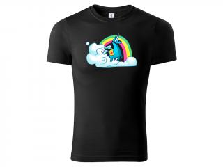 Tričko Rainbow Lama - černé Velikost trička: L