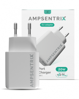 Ampsentrix 20W USB-C, USB-A adaptér - Bílá
