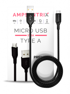 Ampsentrix Infinity kabel USB-A/Micro USB Black 100cm