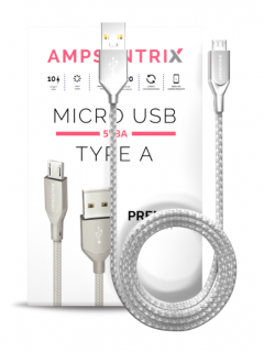 Ampsentrix Infinity kabel USB-A/Micro USB Silver 100cm