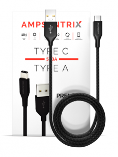 Ampsentrix Infinity kabel USB-A/USB-C Black 100cm