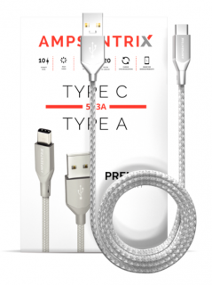 Ampsentrix Infinity kabel USB-A/USB-C Silver 100cm