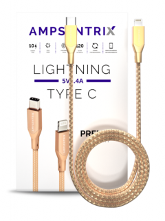 Ampsentrix Infinity kabel USB-C/Lightning Gold 100cm