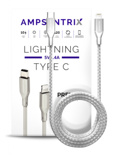 Ampsentrix Infinity kabel USB-C/Lightning Silver 100cm