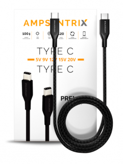 Ampsentrix Infinity kabel USB-C/USB-C Black 100cm, 20V/5A (100W)
