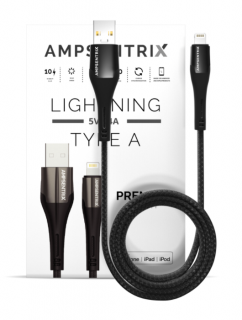 Ampsentrix Matrix kabel USB-A/Lightning Black 100cm