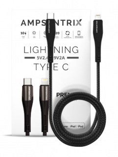 Ampsentrix Matrix kabel USB-C/Lightning Gun Metal 100cm