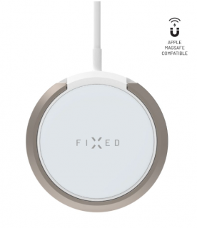 Bezdrátová nabíječka FIXED MagPad s podporou uchycení MagSafe a stojánkem, 15W, bílá