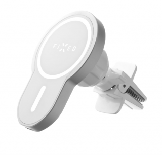 Držák s bezdrátovým nabíjením FIXED MagClick s podporou uchycení MagSafe, 15W, bílý