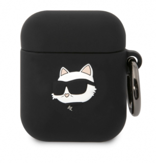 Karl Lagerfeld 3D Logo NFT Choupette Head Silikonové Pouzdro pro Airpods 1/2 Black