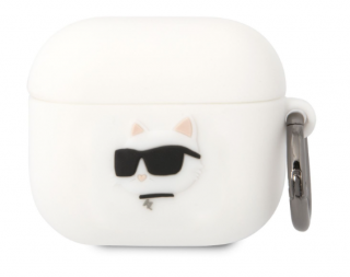 Karl Lagerfeld 3D Logo NFT Choupette Head Silikonové Pouzdro pro Airpods 3 White