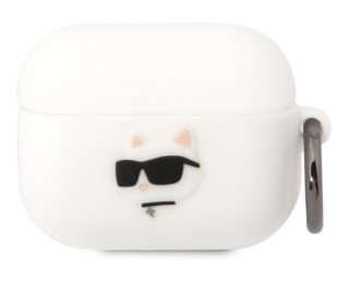 Karl Lagerfeld 3D Logo NFT Choupette Head Silikonové Pouzdro pro Airpods Pro White