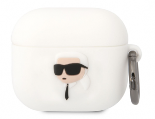 Karl Lagerfeld 3D Logo NFT Karl Head Silikonové Pouzdro pro Airpods 3 White