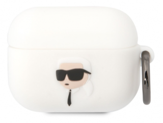 Karl Lagerfeld 3D Logo NFT Karl Head Silikonové Pouzdro pro Airpods Pro White