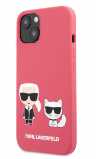 Karl Lagerfeld and Choupette Liquid Silicone Zadní Kryt pro iPhone 13 mini Red