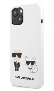 Karl Lagerfeld and Choupette Liquid Silicone Zadní Kryt pro iPhone 13 mini White