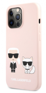 Karl Lagerfeld and Choupette Liquid Silicone Zadní Kryt pro iPhone 13 Pro Max Pink