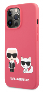 Karl Lagerfeld and Choupette Liquid Silicone Zadní Kryt pro iPhone 13 Pro Red