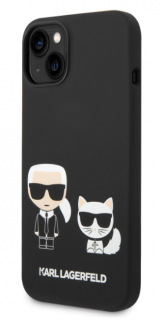 Karl Lagerfeld and Choupette Liquid Silicone Zadní Kryt pro iPhone 14 Black