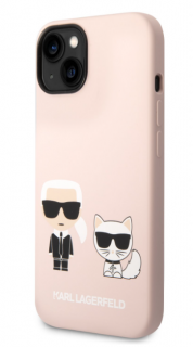 Karl Lagerfeld and Choupette Liquid Silicone Zadní Kryt pro iPhone 14 Pink