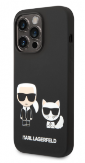 Karl Lagerfeld and Choupette Liquid Silicone Zadní Kryt pro iPhone 14 Pro Max Black