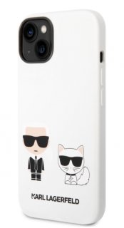 Karl Lagerfeld and Choupette Liquid Silicone Zadní Kryt pro iPhone 14 White