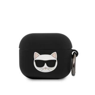 Karl Lagerfeld Choupette Head Silikonové Pouzdro pro Airpods 3 Black