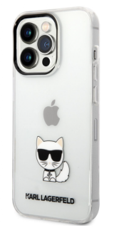 Karl Lagerfeld Choupette Logo Zadní Kryt pro iPhone 14 Pro Max Transparent