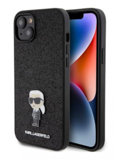 Karl Lagerfeld Fixed Glitter Metal Ikonik Zadní Kryt pro iPhone 15 Plus Black