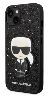 Karl Lagerfeld Glitter Flakes Ikonik Zadní Kryt pro iPhone 14 Black