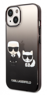 Karl Lagerfeld Gradient Karl and Choupette Zadní Kryt pro iPhone 14 Black