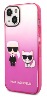 Karl Lagerfeld Gradient Karl and Choupette Zadní Kryt pro iPhone 14 Pink