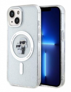 Karl Lagerfeld IML Glitter Karl and Choupette MagSafe Zadní Kryt pro iPhone 15 Transparent
