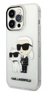 Karl Lagerfeld IML Glitter Karl and Choupette NFT Zadní Kryt pro iPhone 14 Pro Max Transparent
