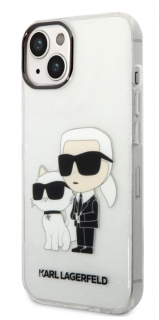 Karl Lagerfeld IML Glitter Karl and Choupette NFT Zadní Kryt pro iPhone 14 Transparent